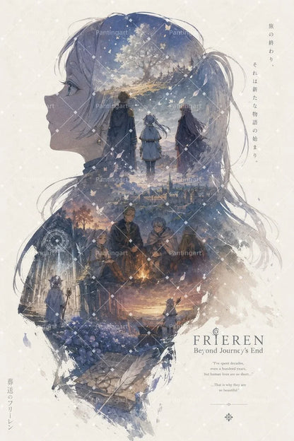 Magic Fantasy F-Frieren Beyond Journeys End Anime Canvas Painting Classic Elf Magic Girl Manga Art Poster Teens' Room Home Decor