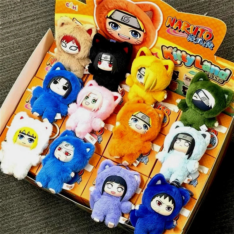 EAKI Naruto Kitten Land Series V3 Plush Blind Box Itachi Sasuke Obito Cute Peripheral Doll Soft Figure Toy Surprise Pendant Gift