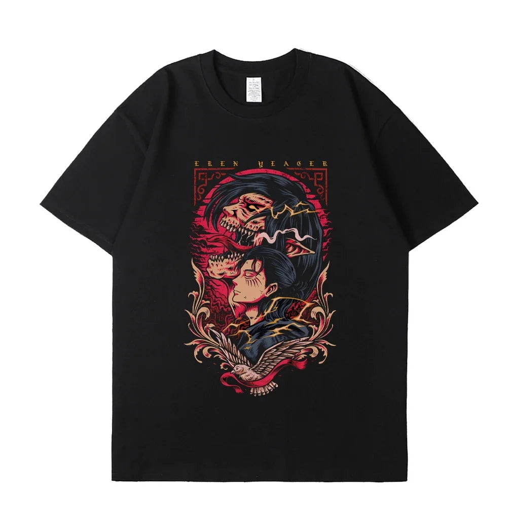 Japanese Anime Attack on Titan Graphic Printed T-shirt Summer unisex Loose and Breathable cotton T-shirt Top