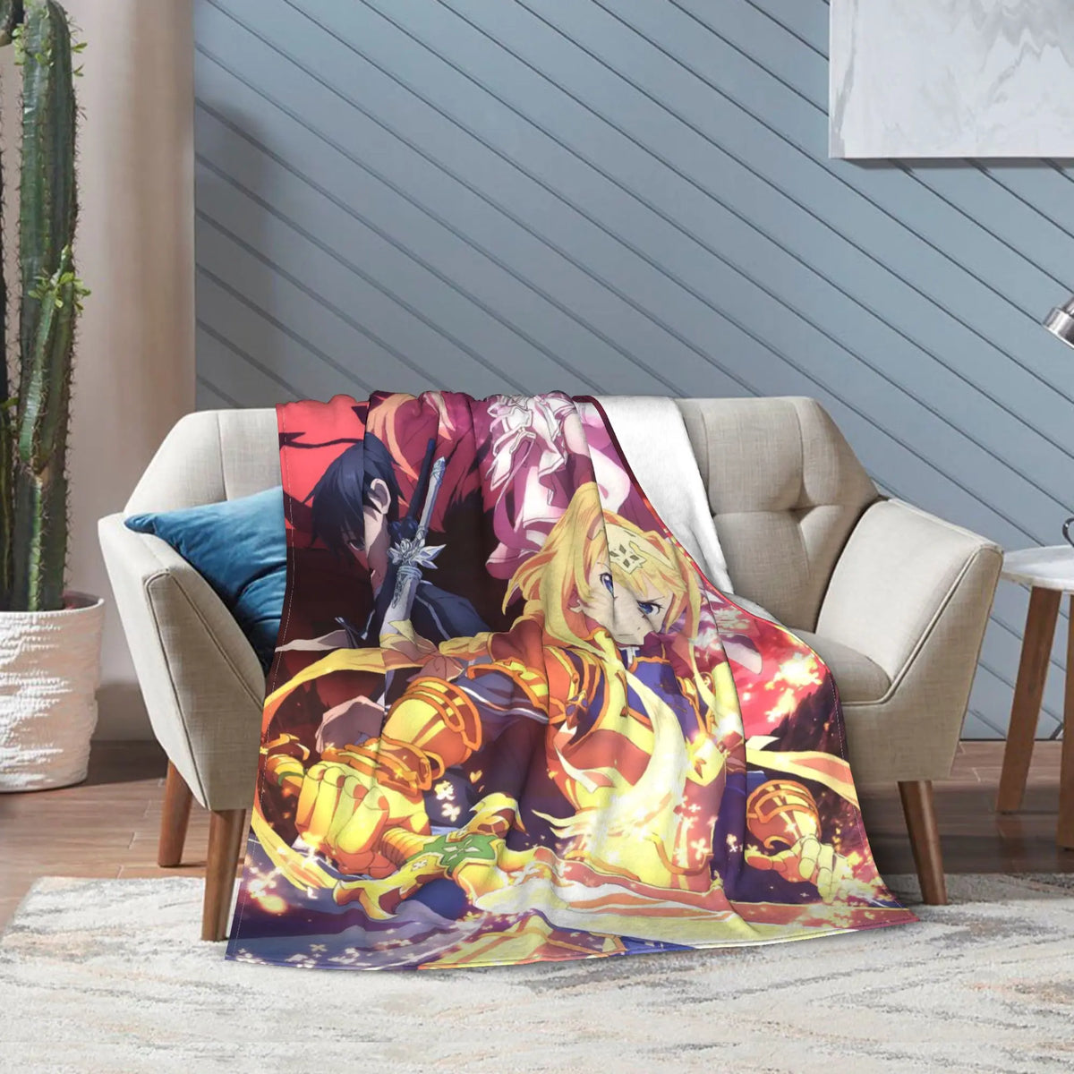 Sword Art Online Kirito Asuna Throw Blanket