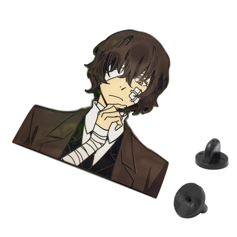 Anime Bungo Stray Dogs Pins Dazai Osamu Nakahara Chuuya Metal Badges