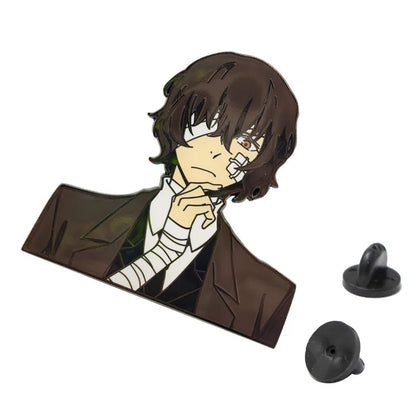 Anime Bungo Stray Dogs Pins Dazai Osamu Nakahara Chuuya Metal Badges