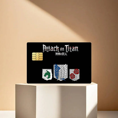 Attack on Titan Comic Credit Skin Cover Card Stickers 4PCS Film Bus Pass Front Decoration Bank Debit Waterproof