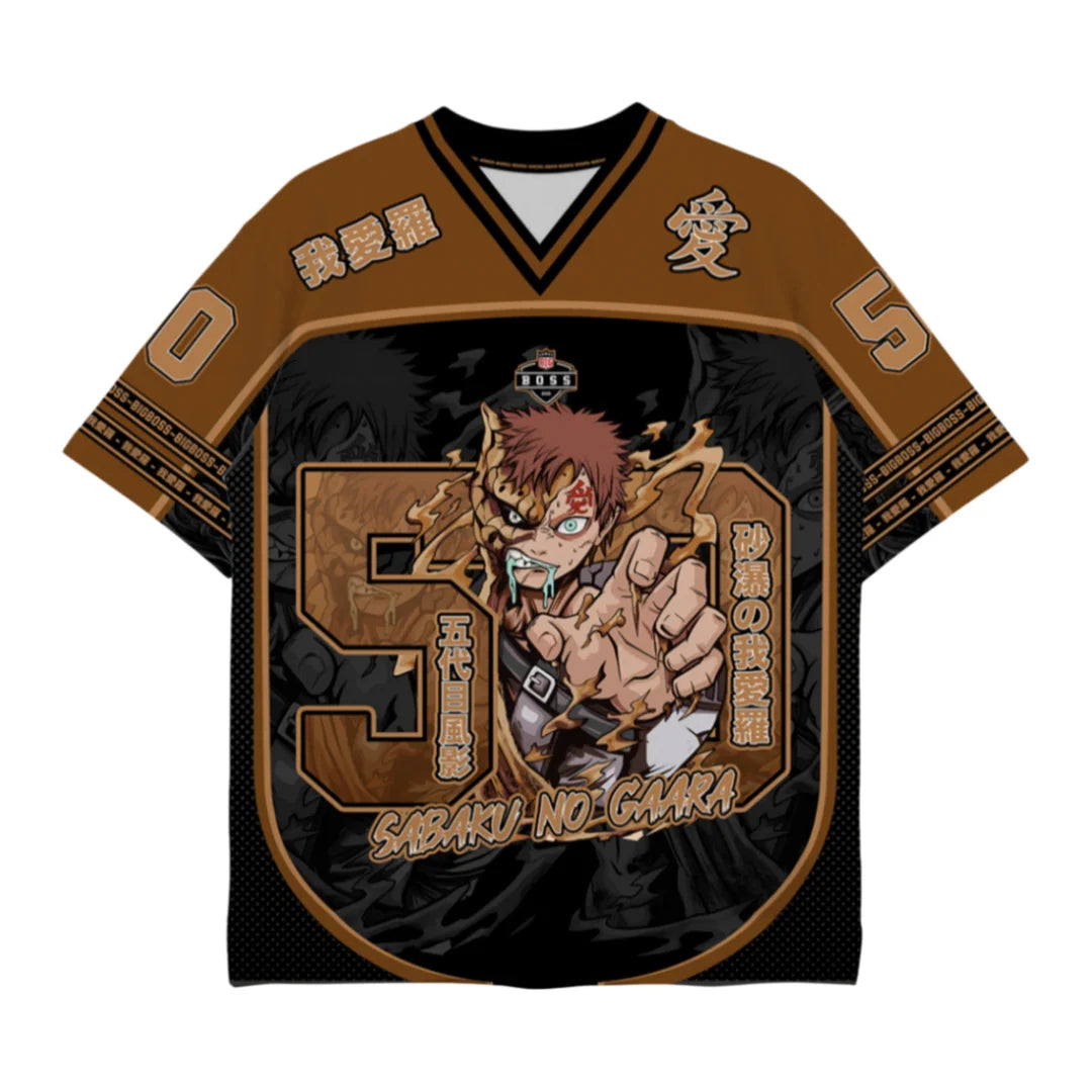 Naruto Sabaku No Gaara Anime Print Football Jersey Family Summer Adults Kids Athleisure T-Shirt Breathable Quick Dry Streetwear