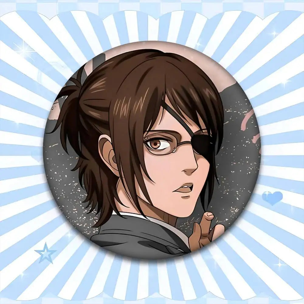 1pc Hange Zoe Attack On Titan Anime Cartoon Style Badge Brooches On Backpack Decoration Round Enamel Pins For Accessorys
