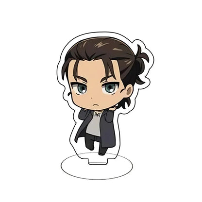 Attack On Titan Eren Yeager Mikasa Ackerman Armin Arlert Merchandise Acrylic Mini Figure Display Stand Model Plate Keychain