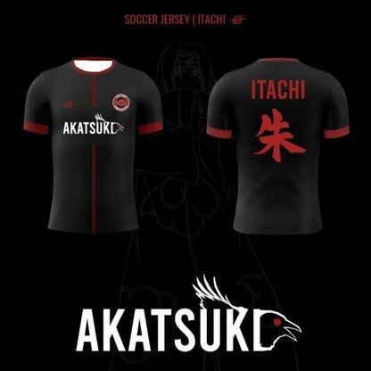 2026 New Naruto Uchiha Itachi Theme Jersey, Black and Red Akatsuki Print Quick-Drying Sports Casual Short-Sleeve T-Shirt, Unisex
