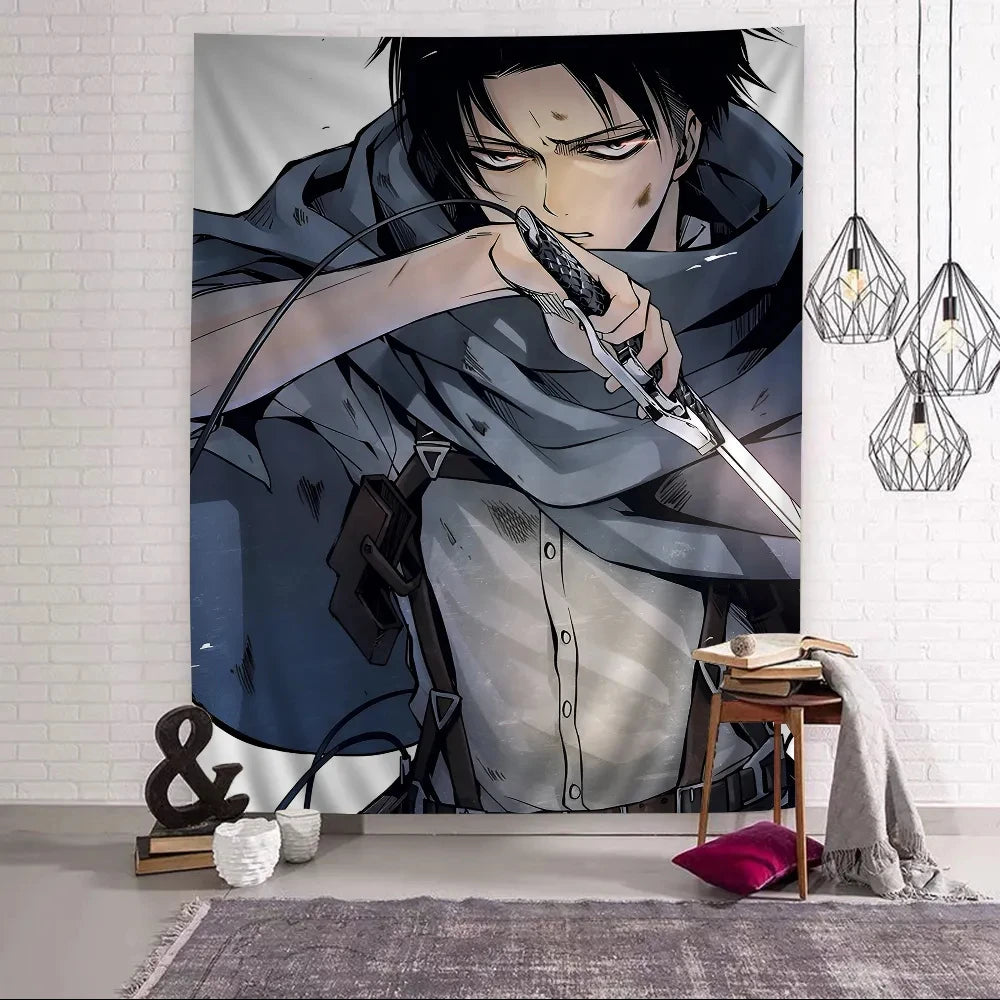 Attack on Titan Levi Ackerman Anime Printed Large Wall Tapestry Cheap Hippie Wall Hanging Bohemian Tapestries Mandala Home Decor