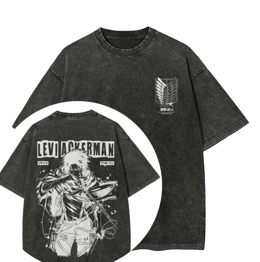 Attack on Titan Men and Women Summer Fashion Casual Clothing Retro Street Style Anime Printed Cotton T-shirt