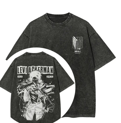 Attack on Titan Men and Women Summer Fashion Casual Clothing Retro Street Style Anime Printed Cotton T-shirt