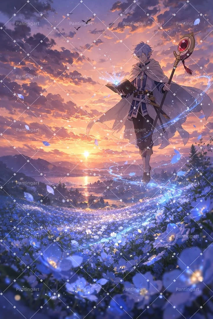 Magic Fantasy F-Frieren Beyond Journeys End Anime Canvas Painting Classic Elf Magic Girl Manga Art Poster Teens' Room Home Decor