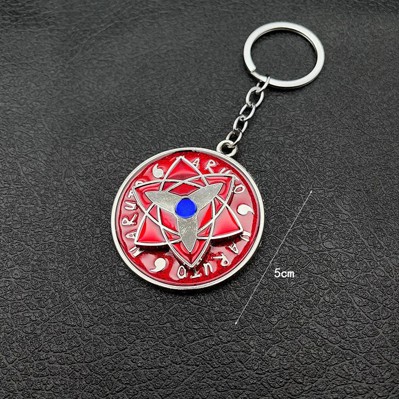 Naruto anime cute keychain peripheral three magma marleidoscope Sharingan logo rotatable keychain pendant keyring cartoon