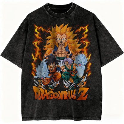 Dragon Ball Vintage Wash Graphic T Shirt Men Anime Print Women Short Sleeve Tee New Summer Casual Tops Streetwear Harajuku Y2k