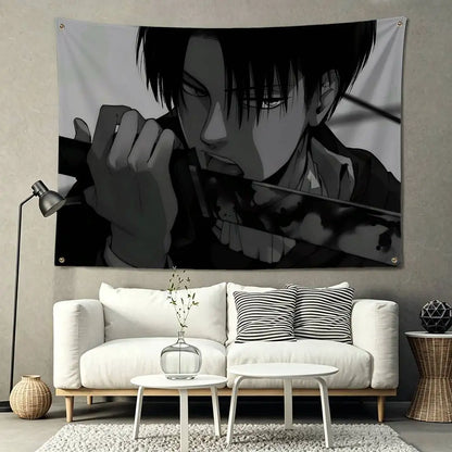 Attack on Titan Levi Ackerman Flags for Bedrooms Home Decor Items Outdoor Decors Garage Decoration Flaga