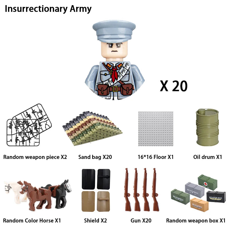 24pcs/batch WW2 Military Character WW2 Army Building Blocks Military Soldier Character Building Blocks Kids Holiday Gift Toys
