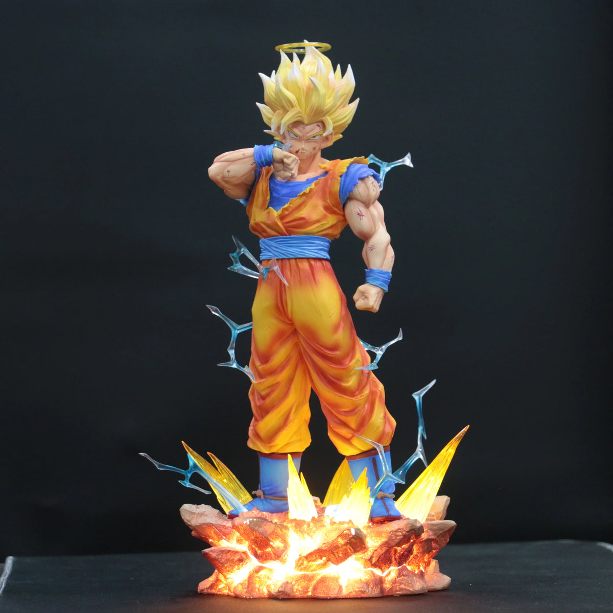 JJ Dragon Ball Z Son Goku Ssj2 Figure Led Base Super Saiyan 2 Goku Pvc Action Figures 33cm/12.99inch Collection Model Toys Gifts