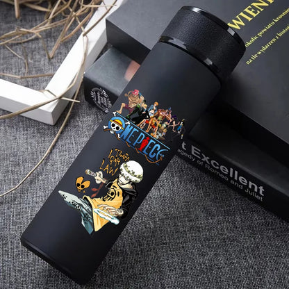 One Piece 304 Stainless Steel Thermos Cup Pattern Luffy Roronoa Zoro Action Figure High Capacity 500ML Drinking Water Bottle