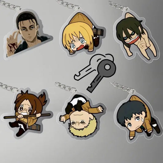 Acrylic Key Ring for Attack On Titan Bertholdt Hoover Reiner Braun Armin Arlert Anime Trinket Backpack Pendant Creative Gift