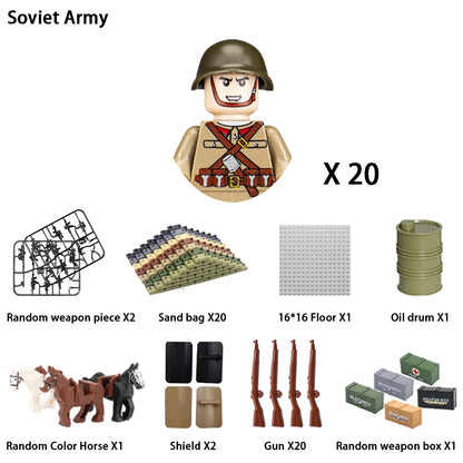 24pcs/batch WW2 Military Character WW2 Army Building Blocks Military Soldier Character Building Blocks Kids Holiday Gift Toys