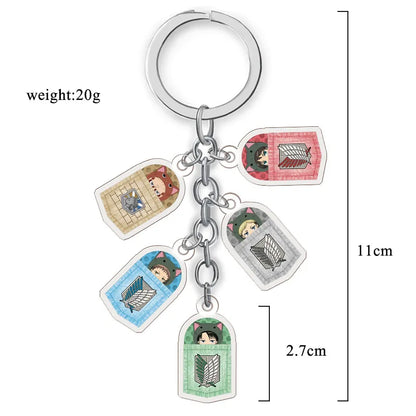 Attack on Titan Acrylic Double Sided Transparent Keychain Set of 5 Anime Accessories Pendant Souvenirs Gift for Fans Collection