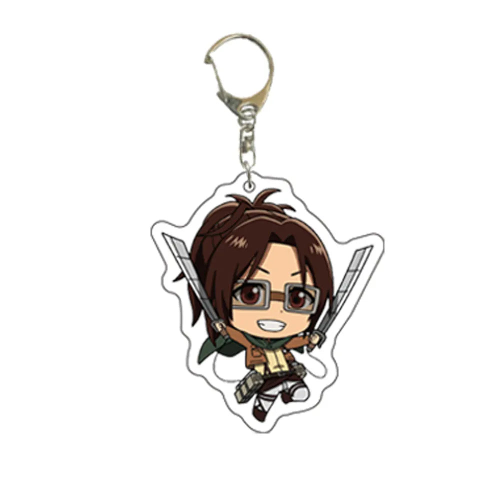 55MM Anime Attack on Titan Figure Eren Jaeger Mikasa Ackerman Armin Arlert Erwin Smith Levi Ackerman Acrylic Keychain Cute Gifts