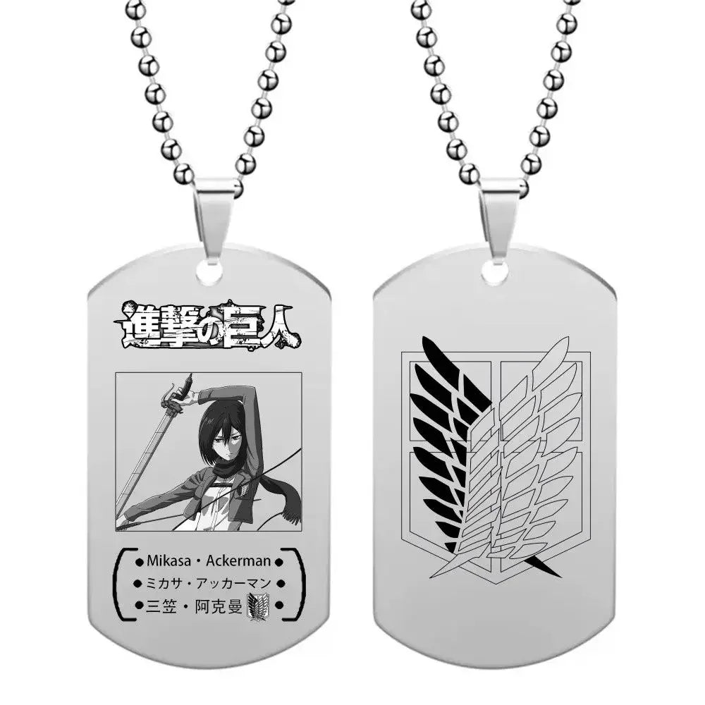 New Attack on Titan Levi Ackerman Hans Zoe Titanium Steel Necklace Retro Punk Accessories Anime Fashion Trend Pendant Gift