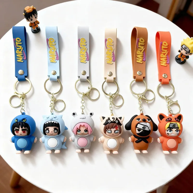 Q version of Naruto cartoon character key chain cartoon PVC doll pendant car key chain backpack jewelry fans collect gifts.