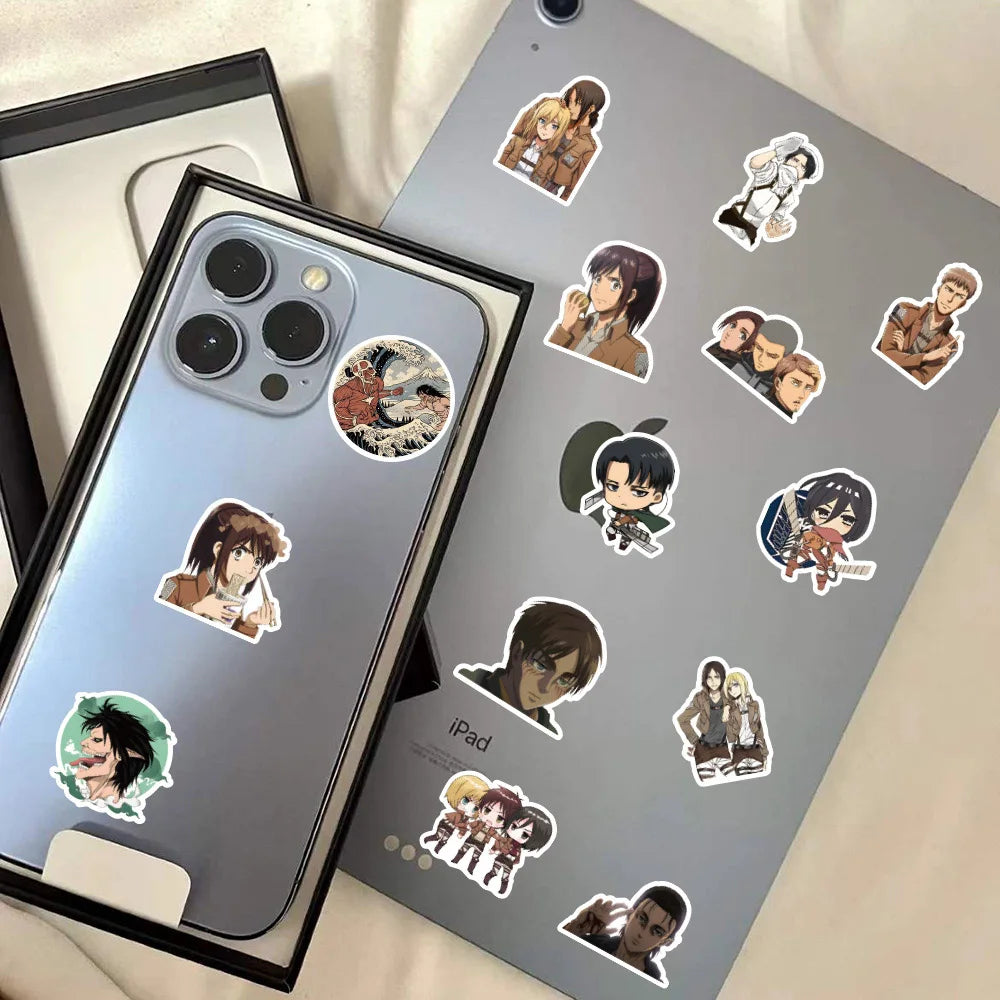 10/30/60pcs Attack on Titan Anime Stickers Cartoon Decal Kids Toy Skateboard Motorcycle Laptop Phone Bike Car Waterproof Sticker