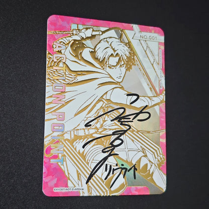 Union Arena Attack On Titan Anime Collection Card Levi Ackerman Hange Zoe Signature Card Textured Refractive Flash Card Kid Gift