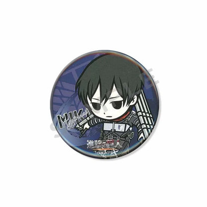Attack on Titan Lapel Pins Creative Round Brooch Eren Yeager Levi Mikasa Cartoon Badge Pin Hat Clothes Accessories Jewelry Gift