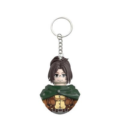 Anime Attack on Titan Building Blocks Keychain Mini Figure Keyring Collectible Toy Pendant for Bag Accessories Fans Gift