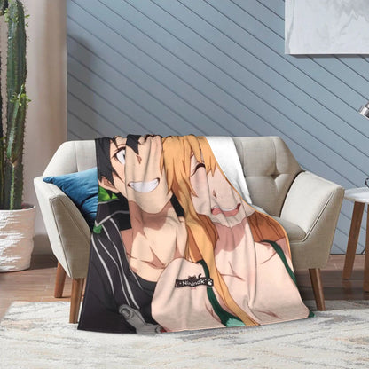 Sword Art Online Kirito Asuna Throw Blanket