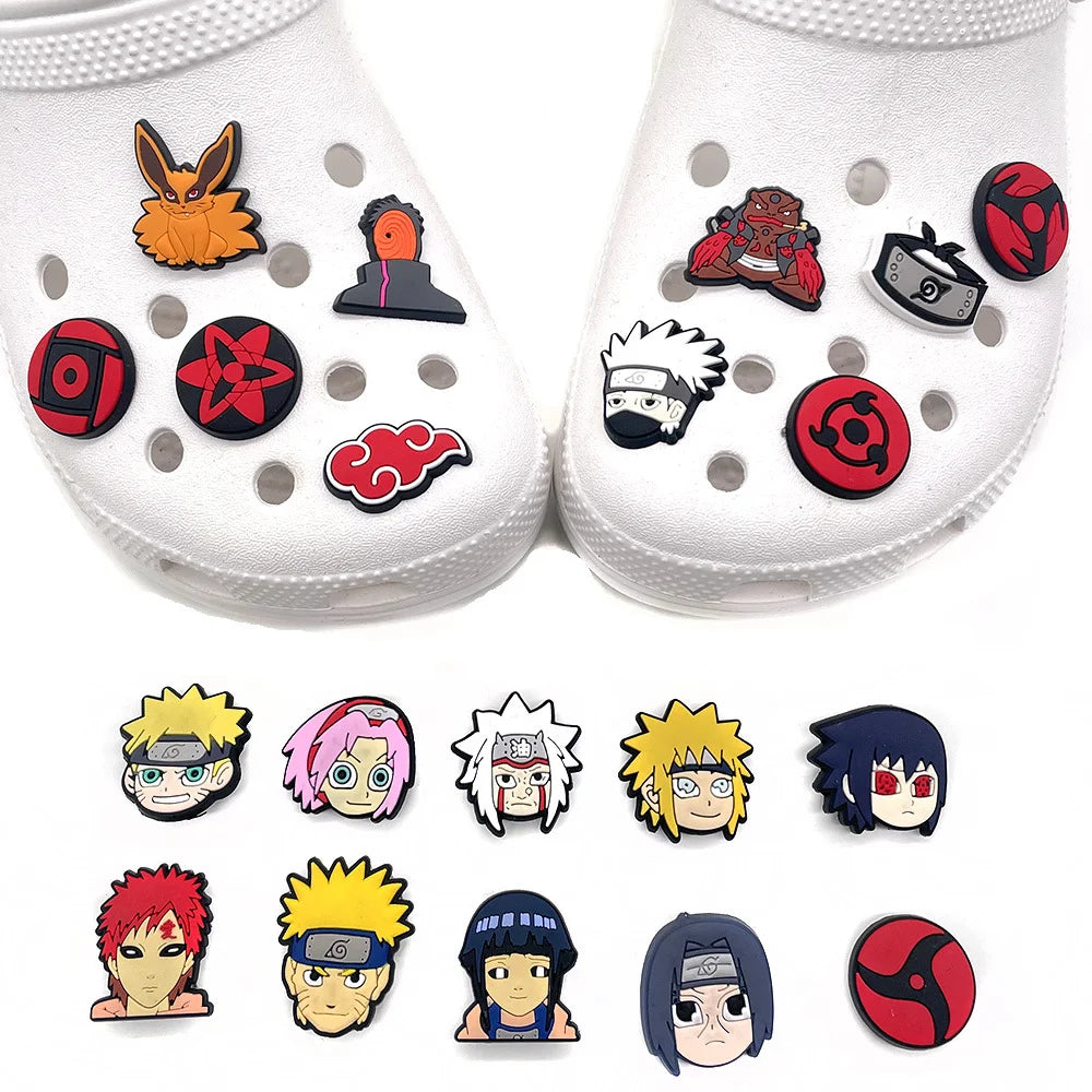 1/20pcs Naruto Anime Cartoon Shoe Charms PVC Decor for Clogs Bubble Slides Garden Sandals Kids Party Birthday Gifts