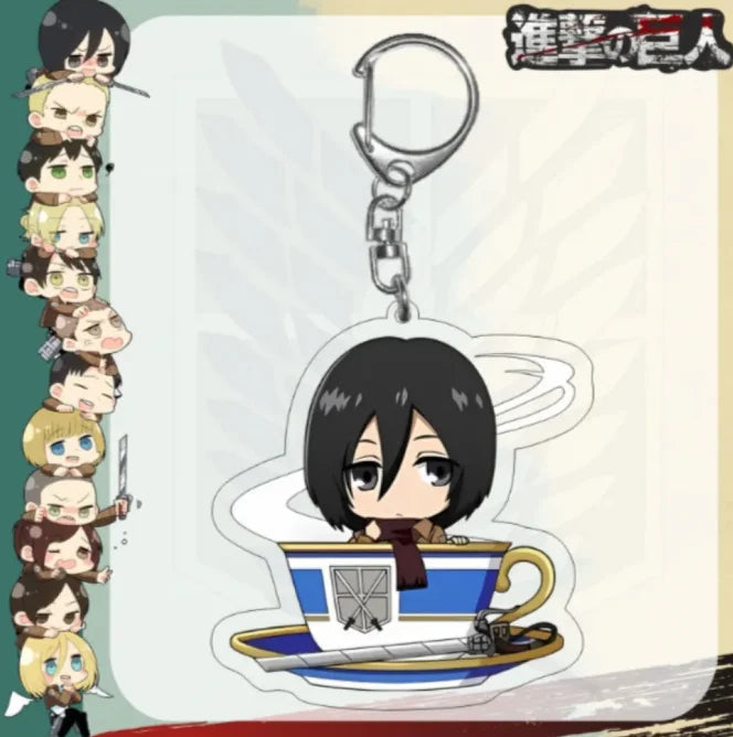 Acrylic Keychain for Attack On Titan Levi Annie Erwin Historia Hange Chibi Version Acrylic Key Buckle Anime Decoration Pendant