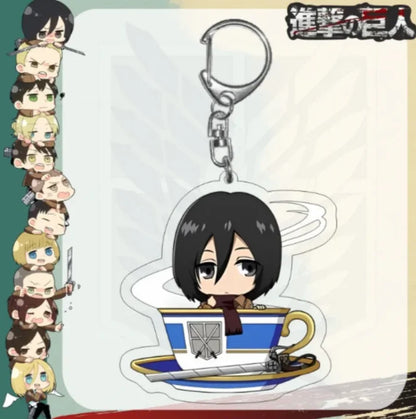 Acrylic Keychain for Attack On Titan Levi Annie Erwin Historia Hange Chibi Version Acrylic Key Buckle Anime Decoration Pendant