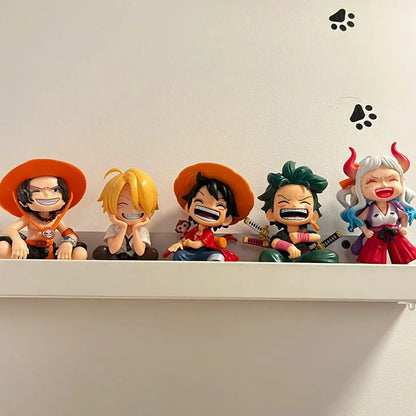 One Piece Anime Figure Sitting Laughing Luffy Action Figure Kawaii Sanji Zoro Ace Yamato Figurine Collection Toy Doll Gift Model