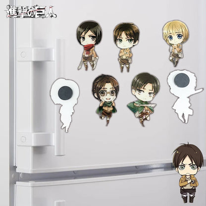 7Pcs Attack on Titan Fridge Magnets Anime Fridge Acrylic Refrigerator Magnets Home Accessories Eren Mikasa Ackerman Decorations