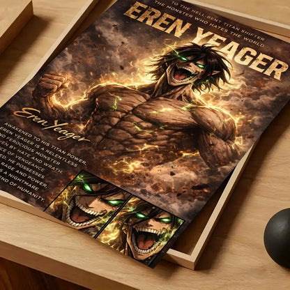Anime Attack on Titan Poster Self-adhesive Art Waterproof Paper Sticker Coffee House Bar Room Wall Decor
