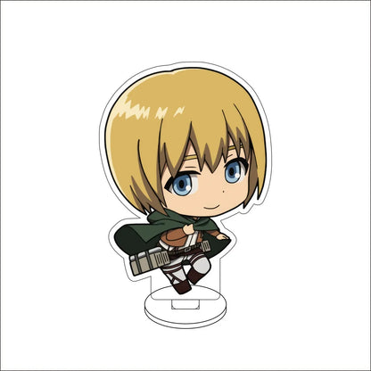 10CM Anime ‌Attack on Titan Cos Eren Jaeger Mikasa Ackerman Levi Ackerman Hanji Zoe Figure Acrylic Stand Cute Ornaments Gifts