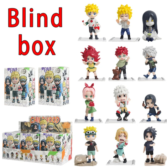 Naruto Blind Box Figure Uzumaki Shippuden Childhood Series Naruto Q PVC Model Toys Desktop Ornament Christmas Halloween Gifts