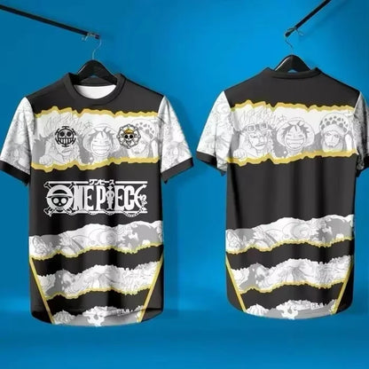2026 Summer One Piece Luffy Retro Cosplay T-shirt Men's Oversized 3D Printed Short-sleeved Family Unisex Children's Sports Shirt