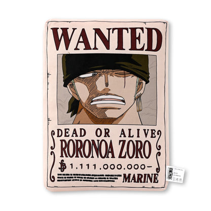 1pc Official One Piece Wanted Poster Cushion Pillow, Double-Sided Anime Throw Pillow Home Sofa Office Bedroom Collection Gift.