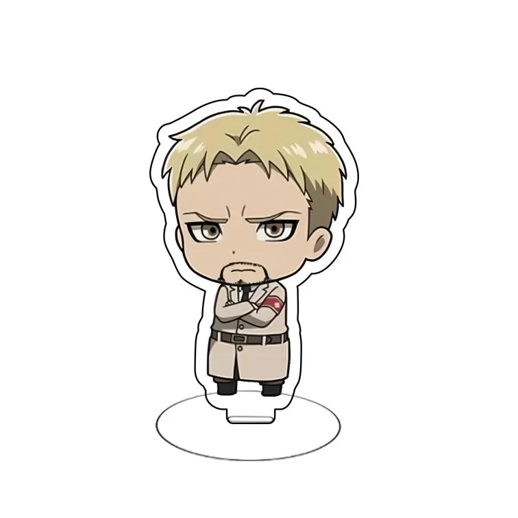 Attack On Titan Eren Yeager Mikasa Ackerman Armin Arlert Merchandise Acrylic Mini Figure Display Stand Model Plate Keychain