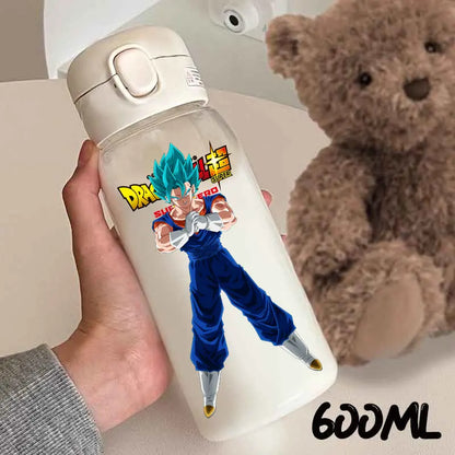 For Dragon Ball Straw Bottles 600ml Vegeta Goku Transparent Plastic Anti Drop Water Bottle Students Outdoor Capacity