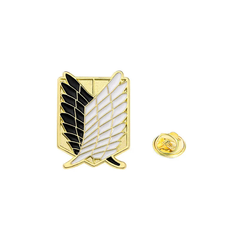 Attack on Titan peripheral anime badge attack on titan cartoon black and white Corps logo Wings of Freedom alloy brooch pin