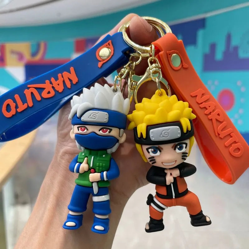 Naruto cartoon character key chain PVC 3D doll pendant Naruto Uzumaki Kakashi spot car key chain backpack jewelry pendant gift