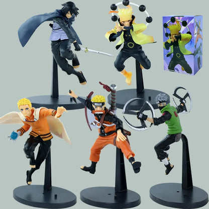 Bandai Naruto Shippuden anime Figures Uchiha Sasuke Hatake Kakashi Combat Form Collectible figure decorative Model Anime Toys