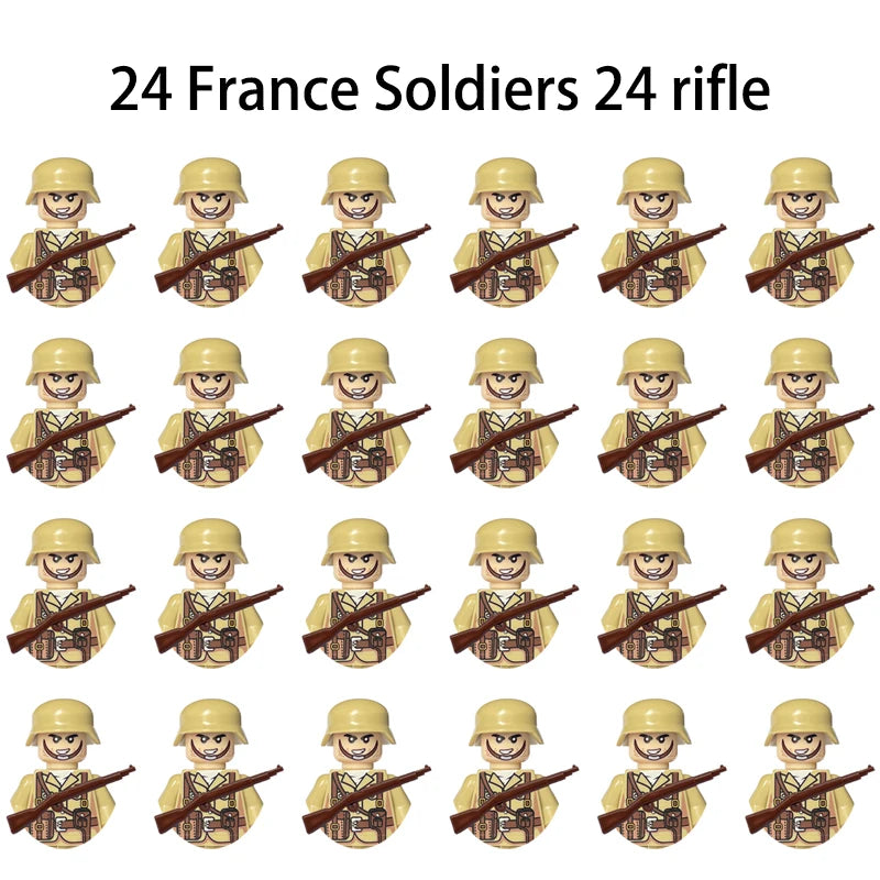 24pcs/batch WW2 Military Character WW2 Army Building Blocks Military Soldier Character Building Blocks Kids Holiday Gift Toys