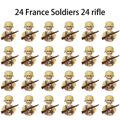 24pcs/batch WW2 Military Character WW2 Army Building Blocks Military Soldier Character Building Blocks Kids Holiday Gift Toys