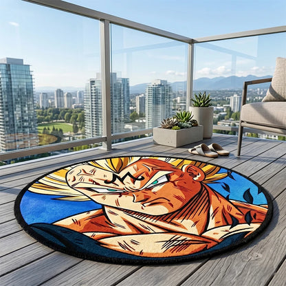 Dragon Ball Z Majin Vegeta Super Saiyan Round Area Rug Anime Cartoon Floor Carpet for Bedroom Living Room Home Decor Gift Fans